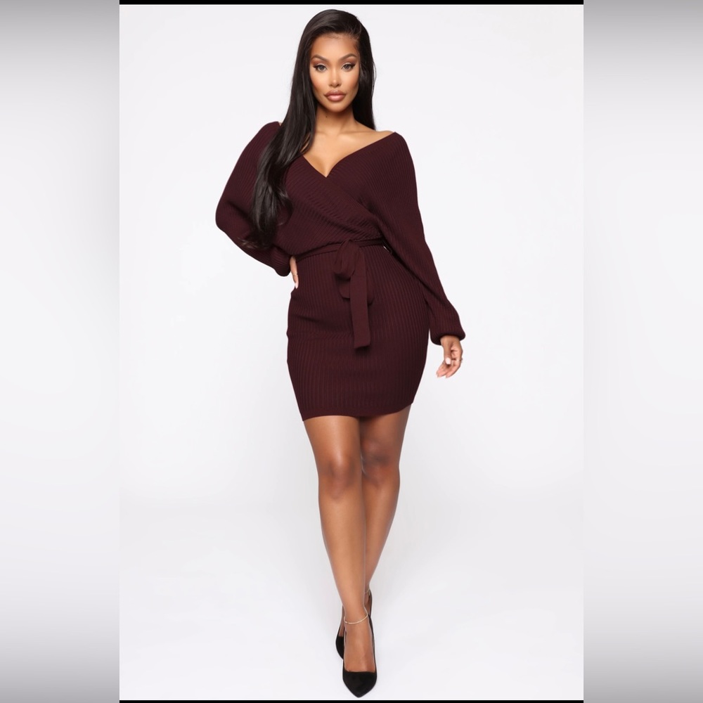 Burgundy Sweater Dress - New